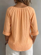 Women's Casual Solid Color Square Neck Long Sleeve Shirt