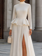 Elegant Ruffle-Waist Maxi Dress