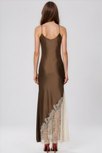 Kamika Spaghetti Lace Satin Maxi Dress
