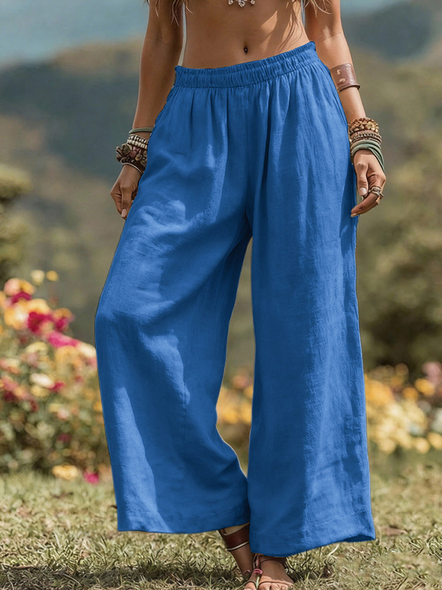 Women's Cotton-Linen Wide-Leg Pants