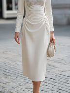 Sequin-Panel Ruched Midi Dress