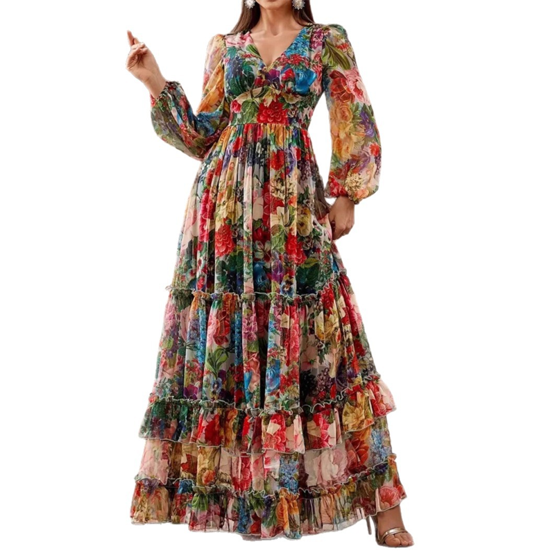 Light & Airy Dress – Floral Print, V-Neck