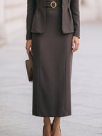 Belted Blazer And Maxi Dress Set