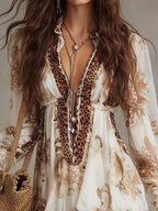 Bohemia Mixed-Print Ruffle Hem Mini Dress