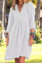 Solid Color Loose Non-Elastic Cotton and Linen Dress