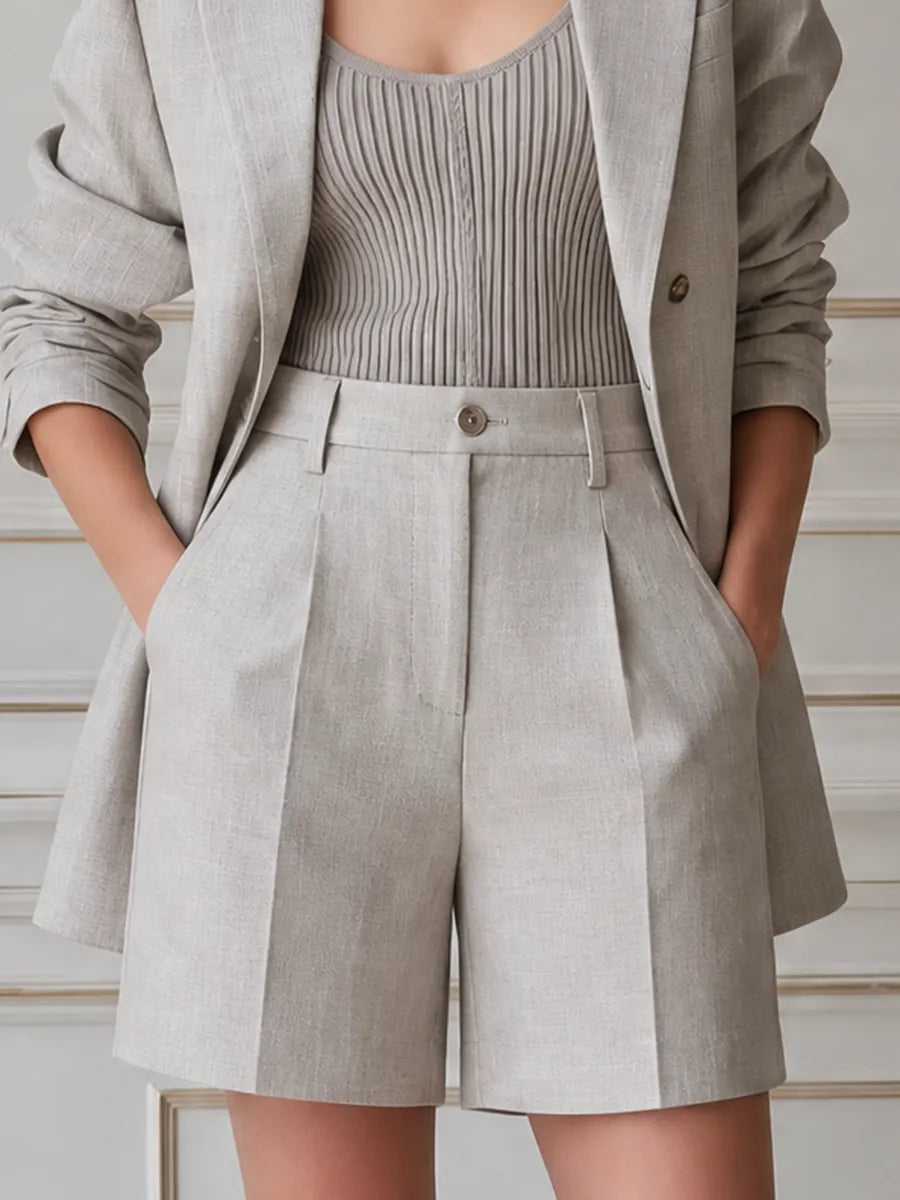Stockholm Style Preppy Blazer & Shorts Set