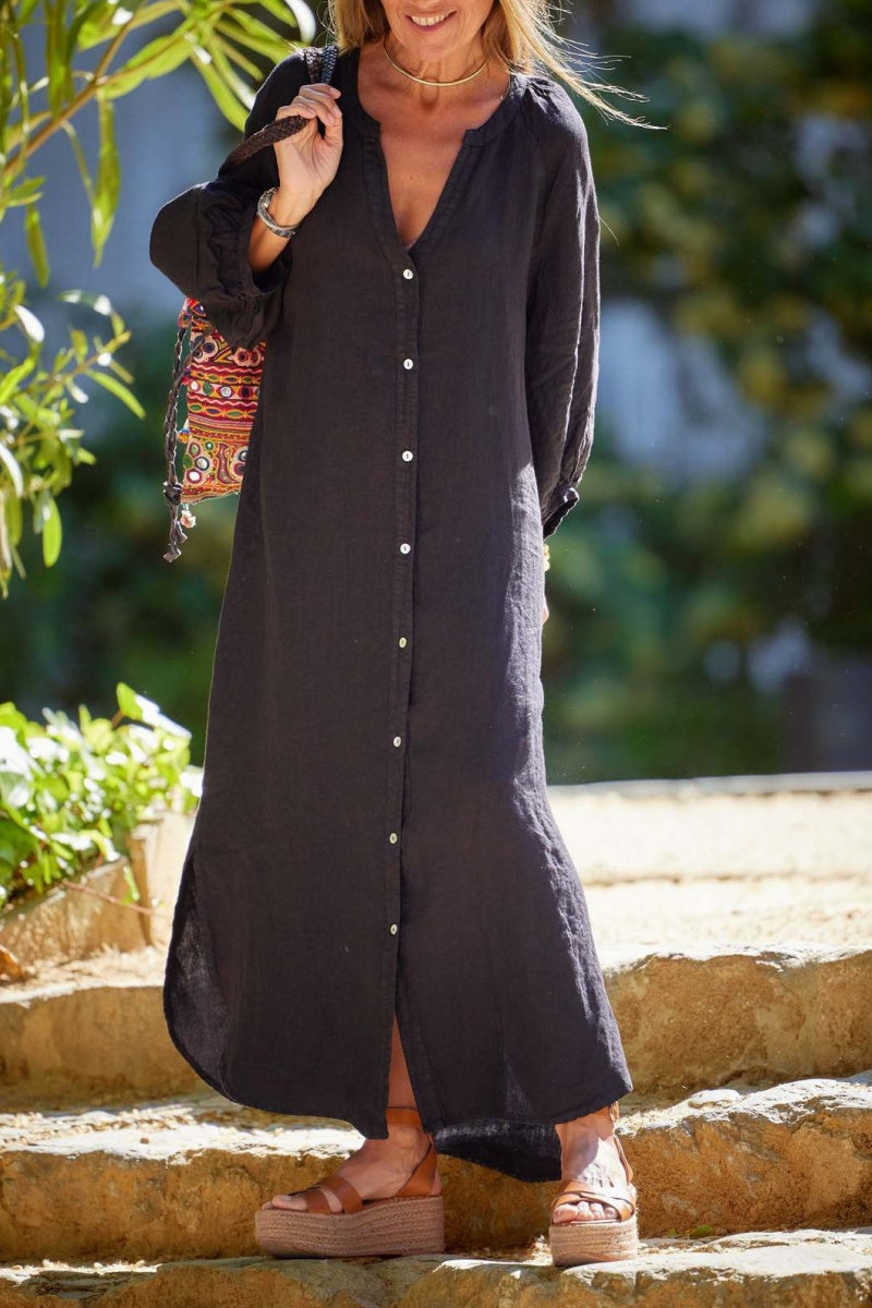Luna's Serene Escape Buttoned Maxi Dress