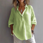 Women's Retro V Neck Cotton Linen Comfy Shirt