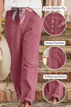 Casual Button-Down Utility-Chic Trousers with Pockets
