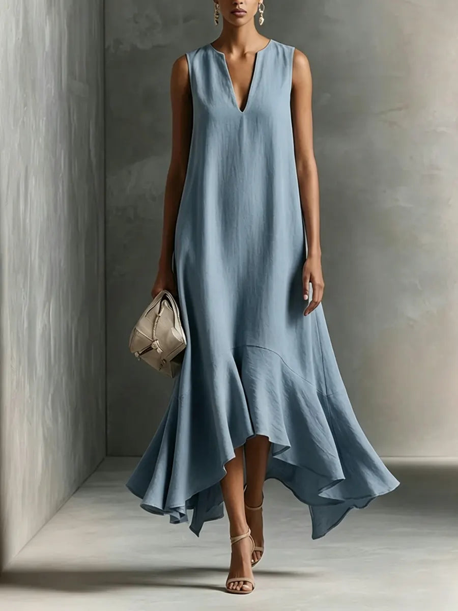 Women's Minimalist Elegant Cotton And Linen Dress