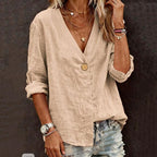 Women's Casual Lace Art Linen Blend Blouse