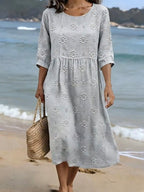Relaxed Linen Blend Midi Dress