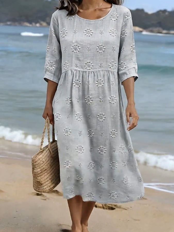 Relaxed Linen Blend Midi Dress