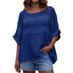 Women's Round Neck Three-quarter Sleeve Casual Loose Top