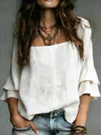 Women's Comfortable Simple Half-sleeve Cotton Shirt