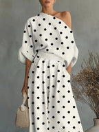 Women's Retro Polka Dot Stylish Art Casual Cotton Maxi Dress