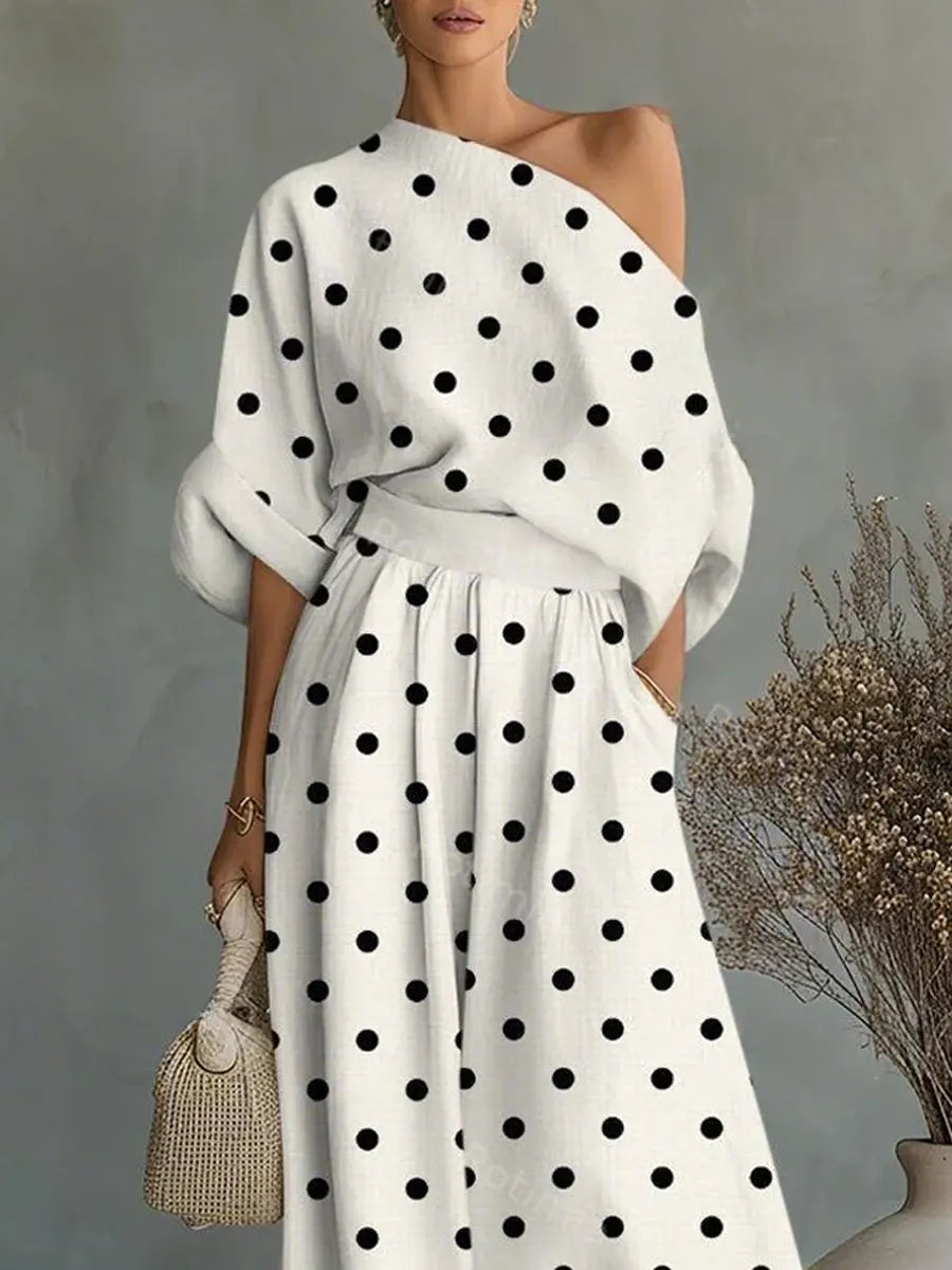 Women's Retro Polka Dot Stylish Art Casual Cotton Maxi Dress