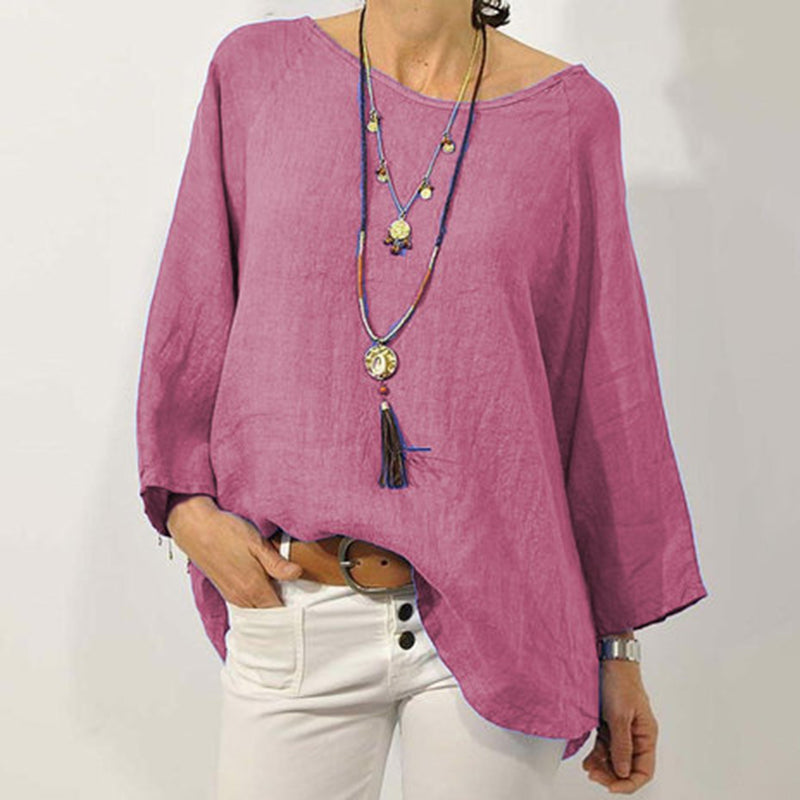Solid Color Round Neck Loose T-Shirt