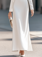 Elegant Cowl Neck Long Sleeve Maxi Dress with Lace Trim