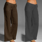 Women's Casual Solid Color Cotton Wide-Leg Pants