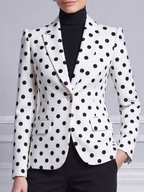 White Preppy Polka Dot Tailored Blazer