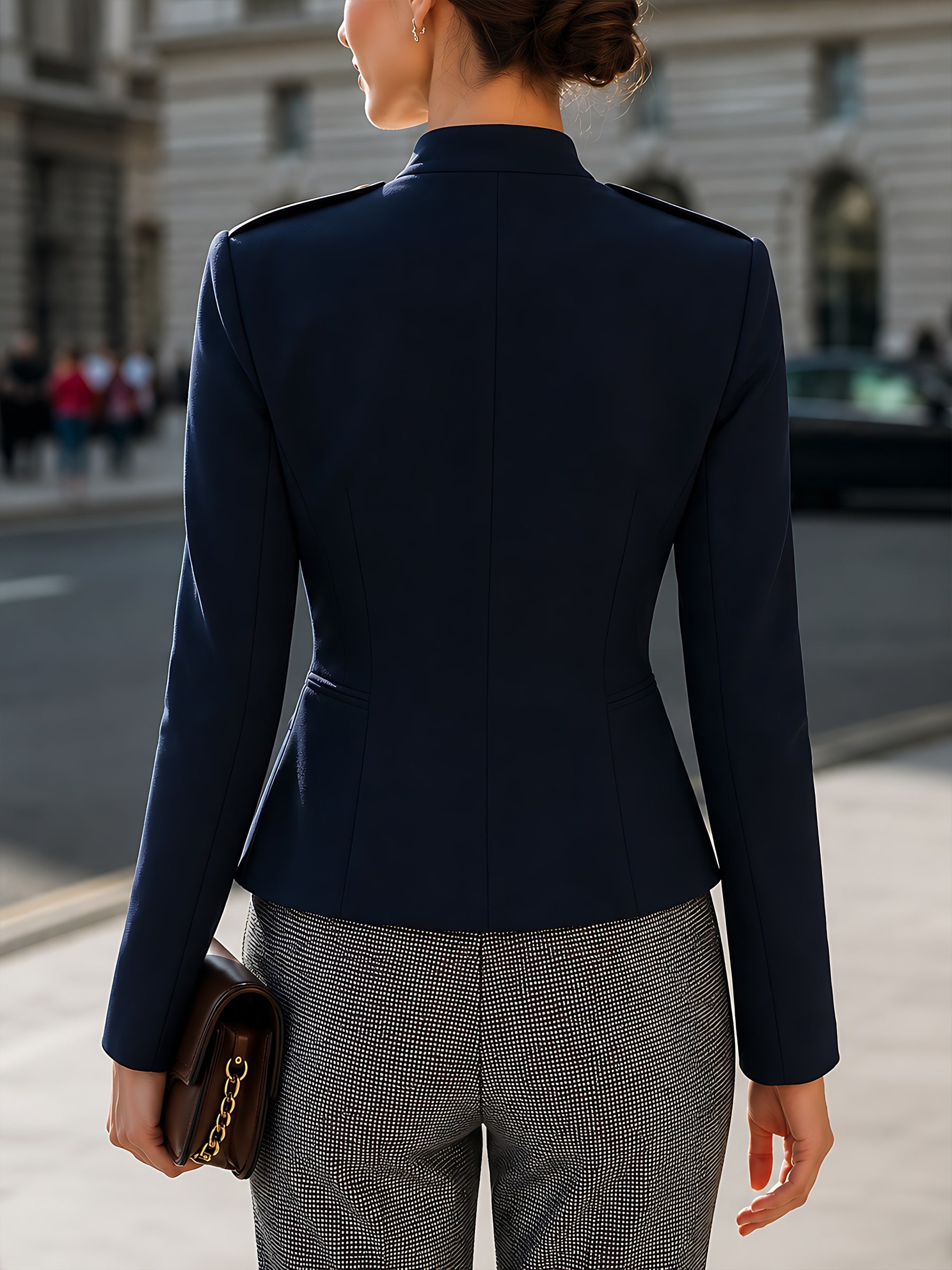 Military-Inspired Double-Breasted Jacket