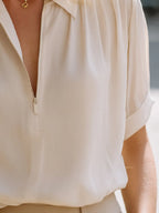 Relaxed Half-Zip Collared Blouse