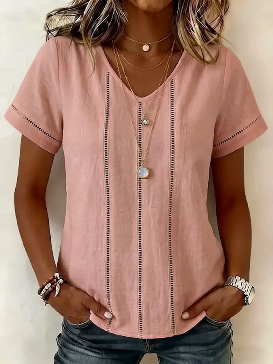 Simple Hollow-out Decorative Cotton Linen Top