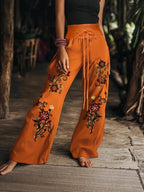 Women's floral print casual trousers