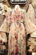 Lead Singer Taupe Big Rose Maxi Dress