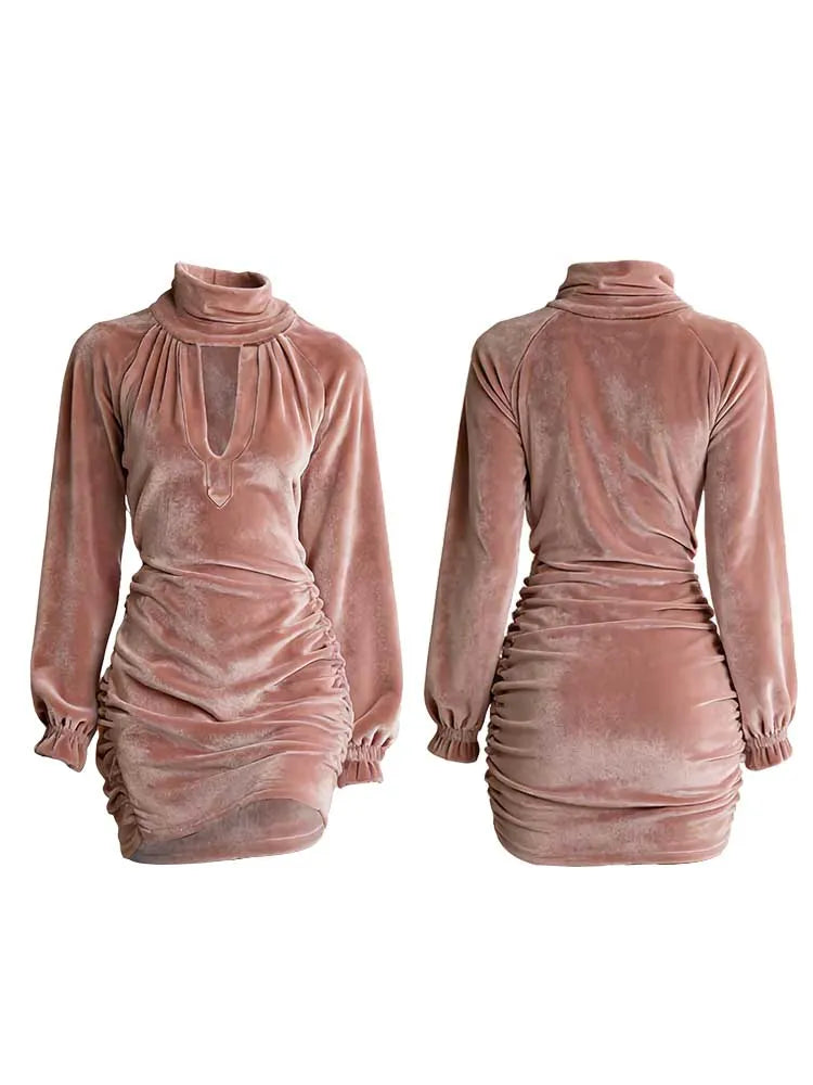 Retro High-end Velvet Material Body-hugging Dress