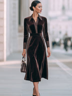 Velvet Leopard Panel Shirt Midi Dress