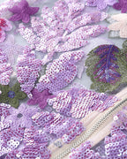 Strapless Floral Sequin Bustier Maxi Dress Lavender