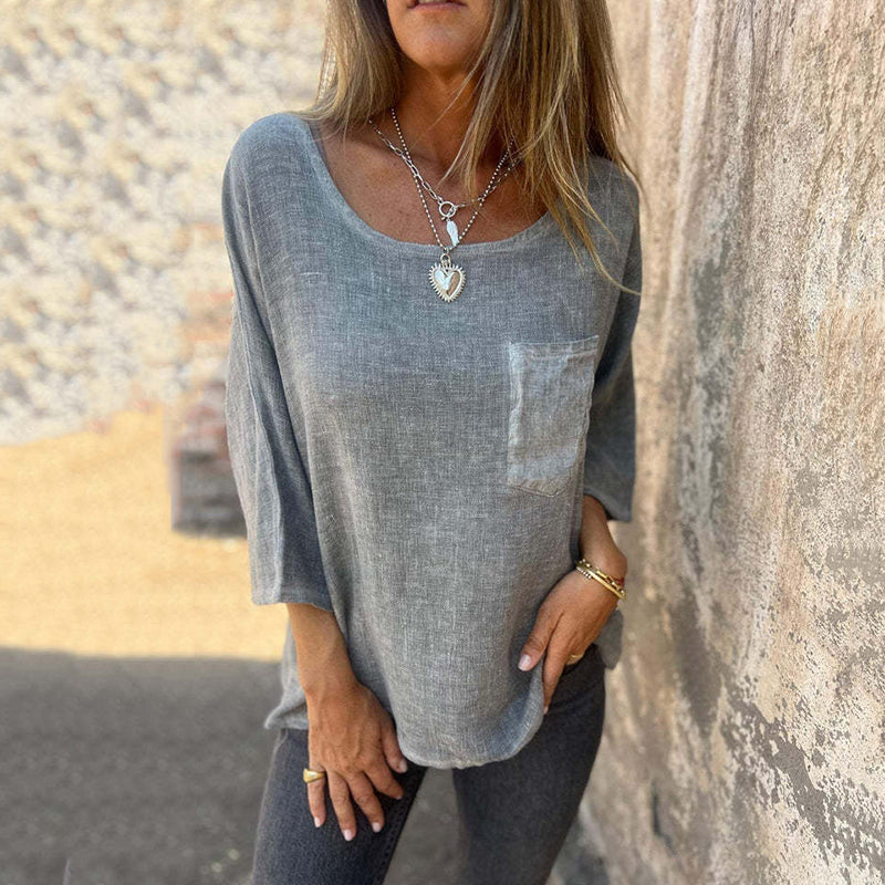 Retro Linen Casual T-Shirt