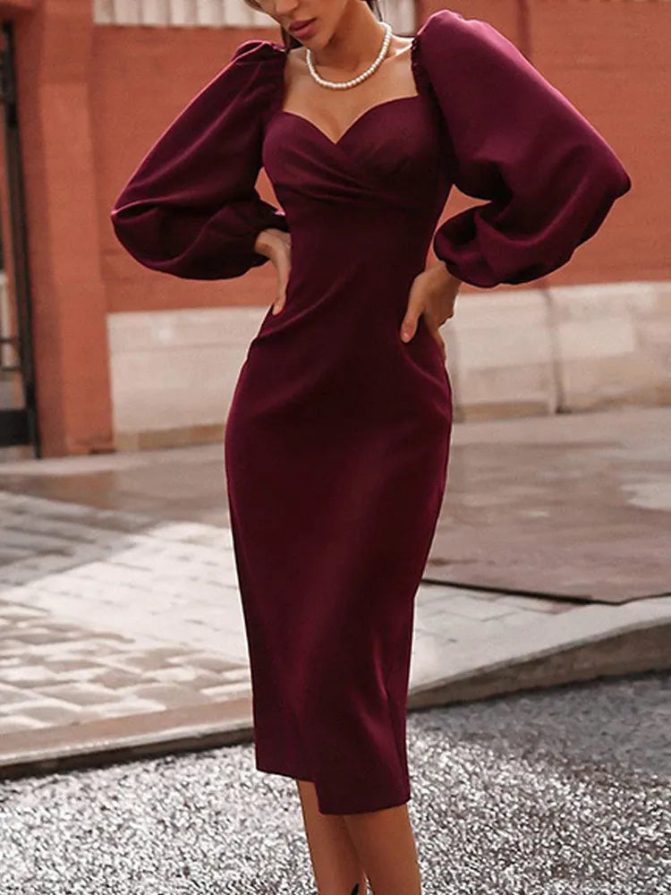 Women's Casual Long-sleeved Off-shoulder Sexy Backless Slim Fit Dress