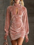 Retro High-end Velvet Material Body-hugging Dress