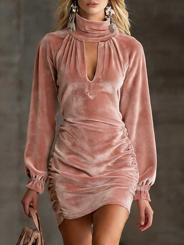 Retro High-end Velvet Material Body-hugging Dress