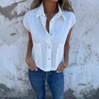 Casual Patch Pockets Linen Blend Shirt