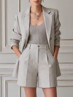 Stockholm Style Preppy Blazer & Shorts Set