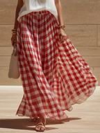 Retro-elegant Plaid Print Vest And Skirt Two-piece Set