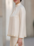 High Neck Long Sleeve Elegant Blouse
