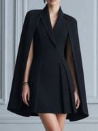 Black Hoco Dress Homecoming Dress Cape Blazer Mini Dress