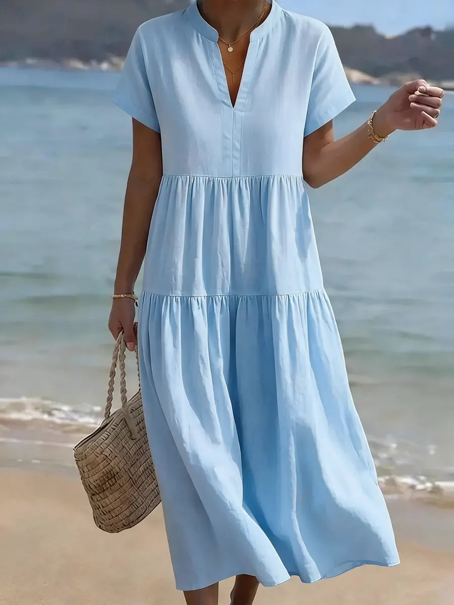 Women's Simple Cotton And Linen Dress