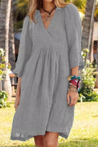 Solid Color Loose Non-Elastic Cotton and Linen Dress