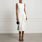 Elegant Solid Color Asymmetrical Midi Dress