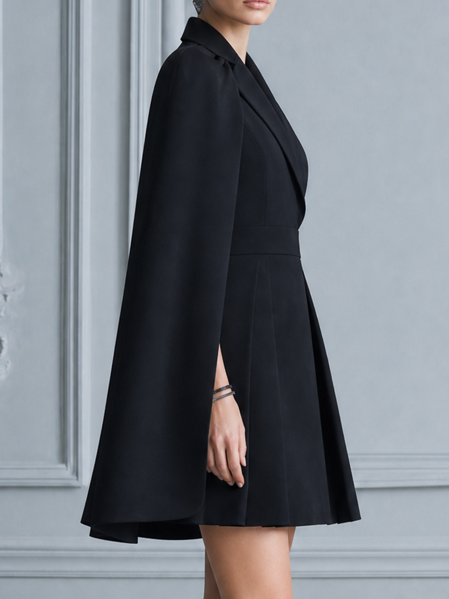 Black Hoco Dress Homecoming Dress Cape Blazer Mini Dress