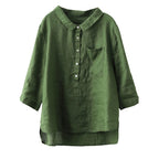 Women's Solid Color Button Down Linen Cotton Shirt