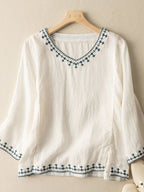 Vintage Embroidered Linen Blend Tunic