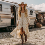 Western Girl Floral Bohemian Vintage Dress