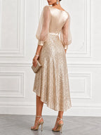 Elegant  Shimmer Sequin High-Low Dress